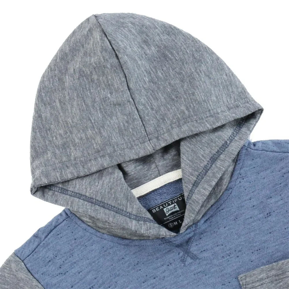 Boys' Blue & Gray Colorblock Short Sleeve Hoodie Tee - Picture 2 of 6